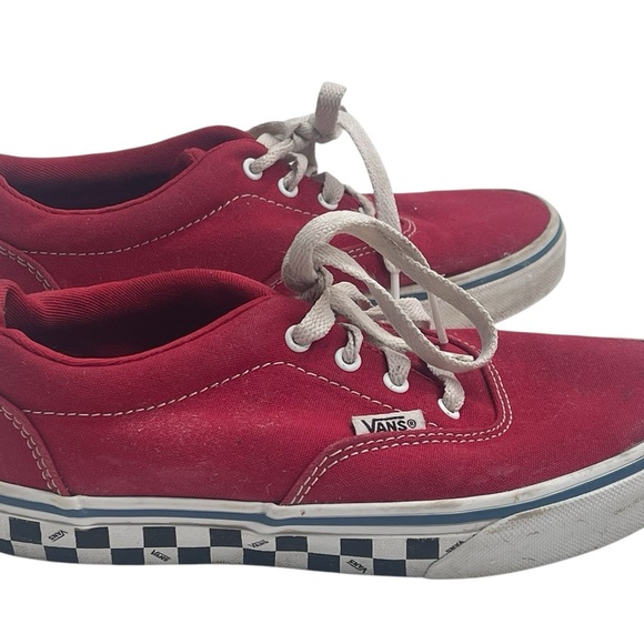 Vans Off The Wall Red Canvas Skateboard Sneakers Youth size 3 Lace Checked sole - Picture 6 of 16